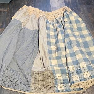 Magnolia Pearl Patchwork Blue and Cream Skirt